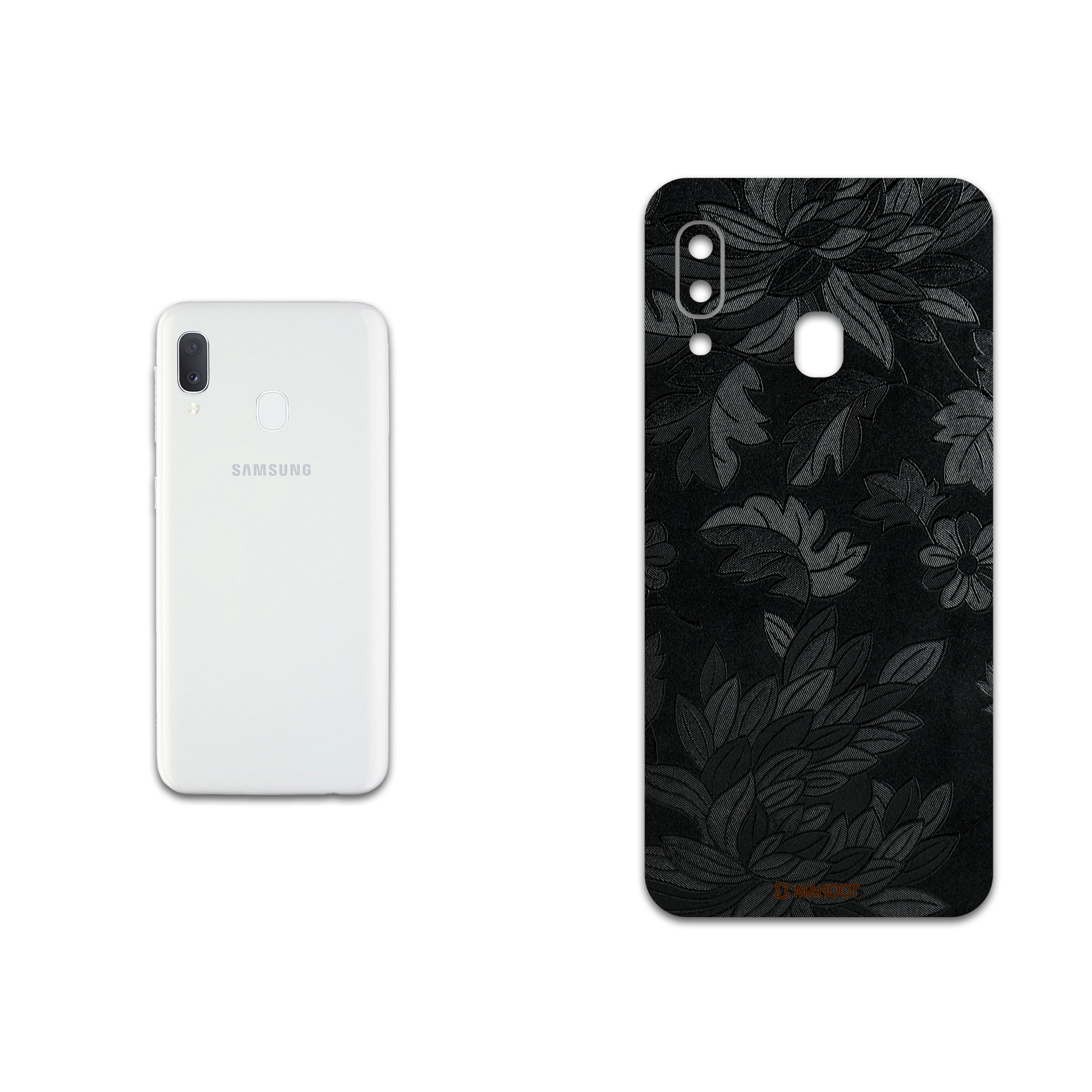 برچسب پوششی ماهوت مدل Black-Wildflower مناسب برای گوشی موبایل سامسونگ Galaxy A20e