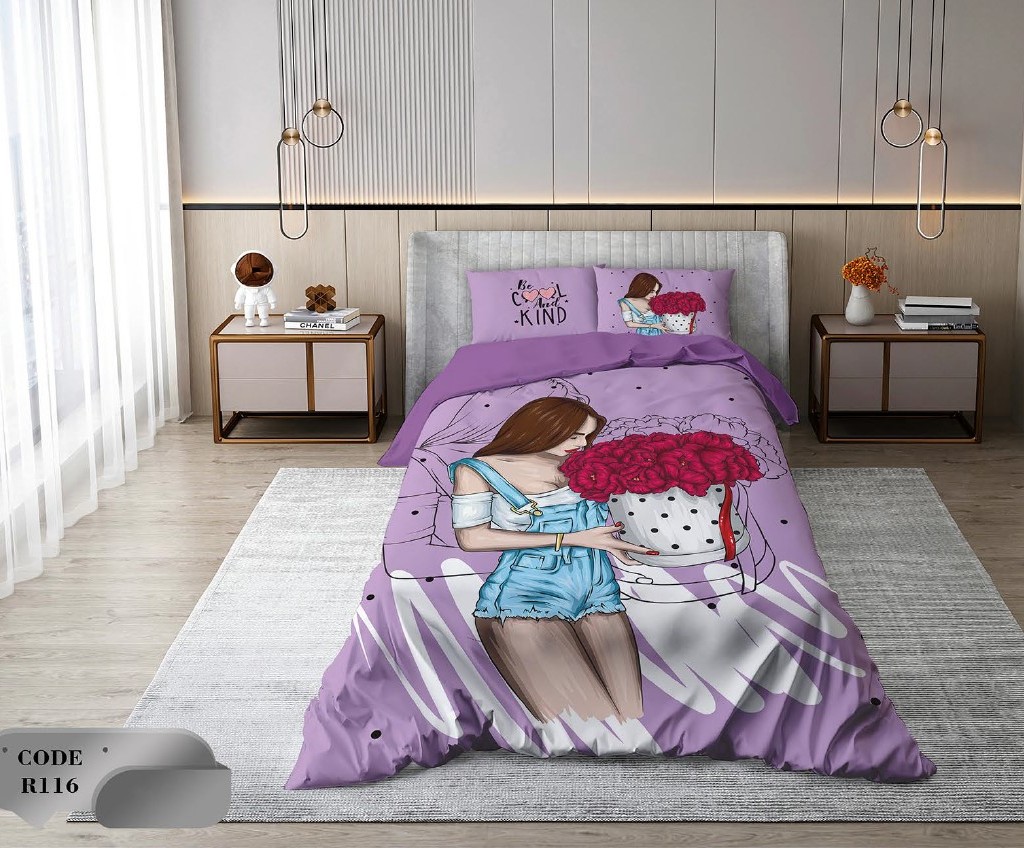 سرویس روتختی 1 نفره 4 تکه ابعاد 1.65 ×2.35 کشدار ضد حساسیت و عرق کد R116 | ست خواب و ست روتختی