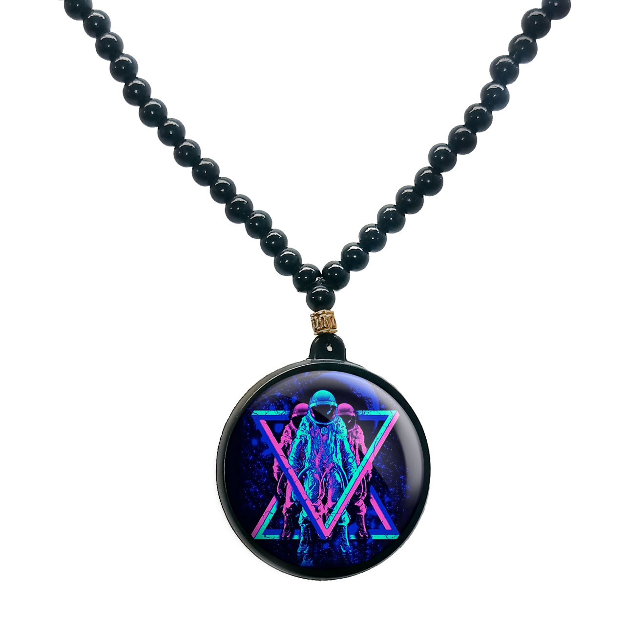 گردنبند پرمانه طرح فضانورد کد pmd.10466 مدل دو طرفه