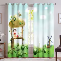 پرده پانچی اتاق کودک طرح عروسکی باغ هندوانه CS-1151