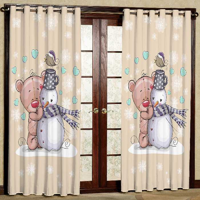 پرده مدل آدم برفی مخمل پانچی کد1832 سایز140x200سانتی متر