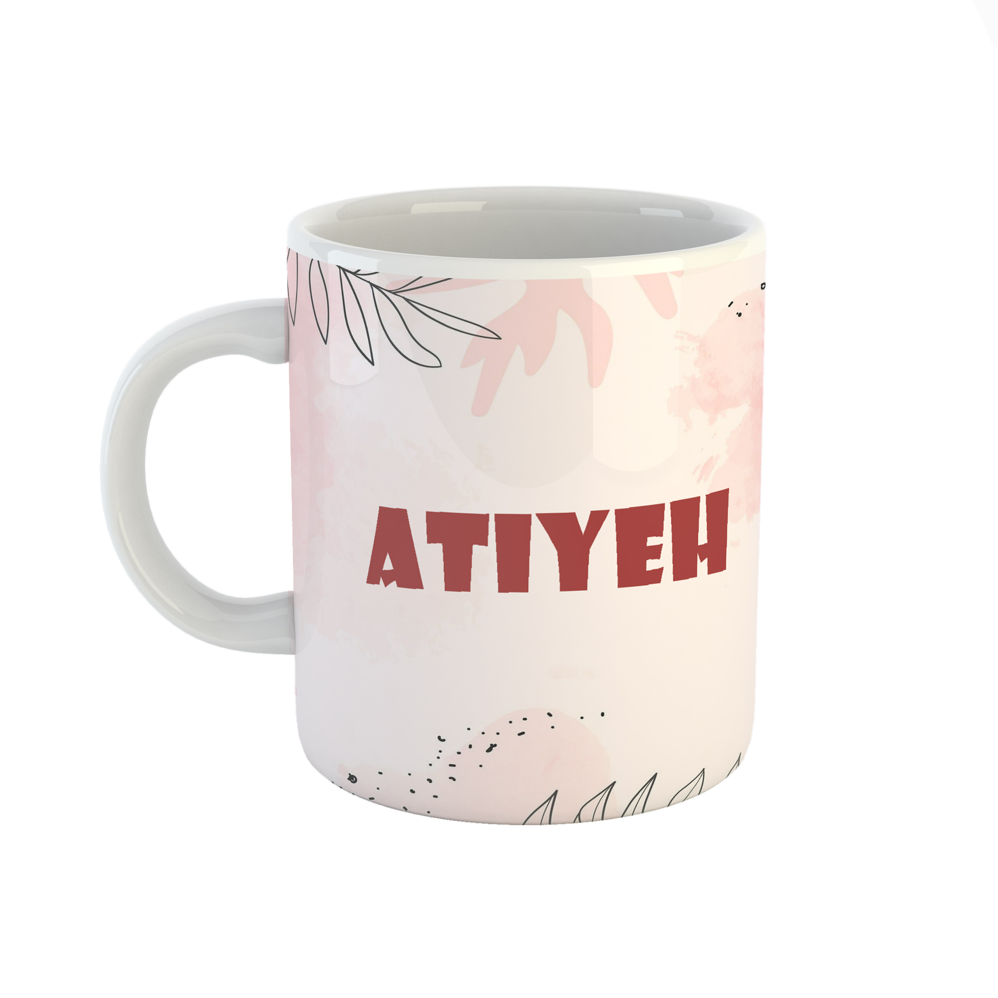 ماگ طرح اسم عطیه مدل برگ کد 216