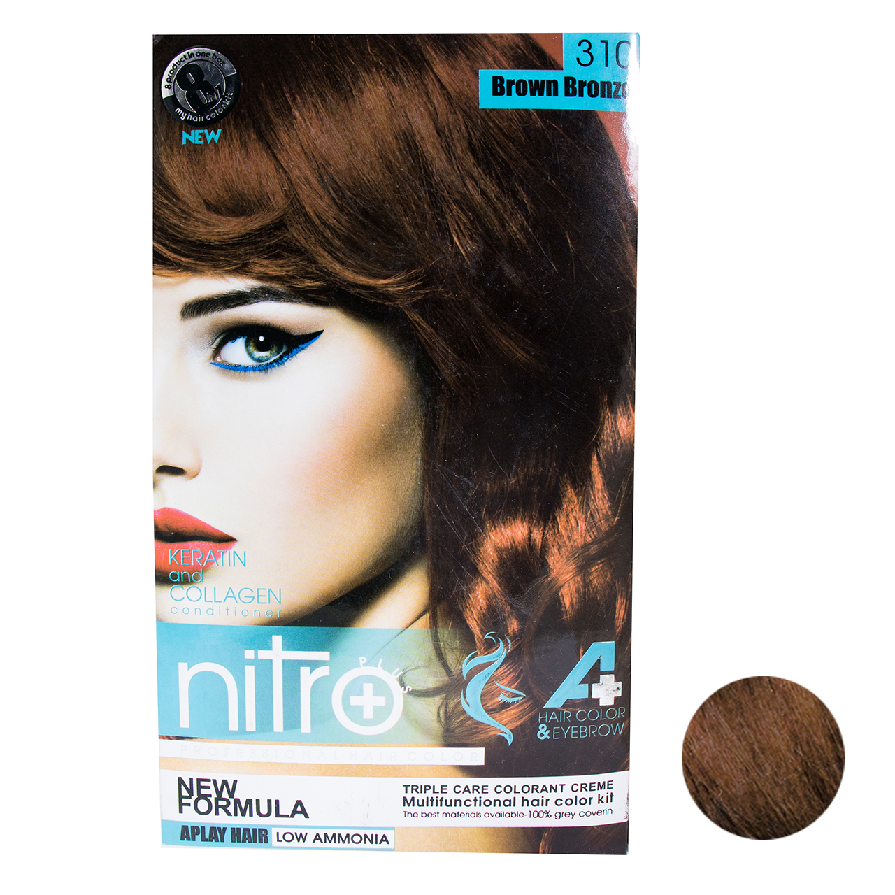  کیت رنگ مو و ابرو نیترو پلاس شماره 310 حجم 100 میلی لیتر رنگ برنز قهوه ای