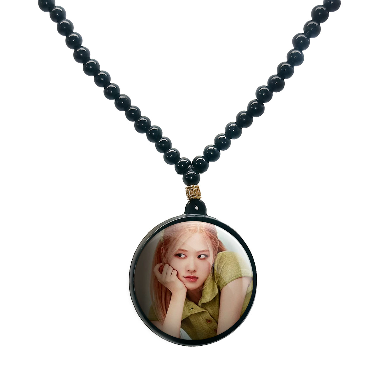 گردنبند پرمانه طرح بلک پینک کد pmd.18097 مدل دو طرفه