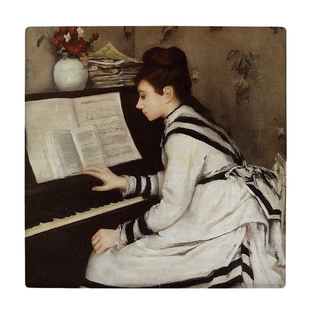  زیر لیوانی  طرح بانوی پیانو نواز کد    5772465_4083