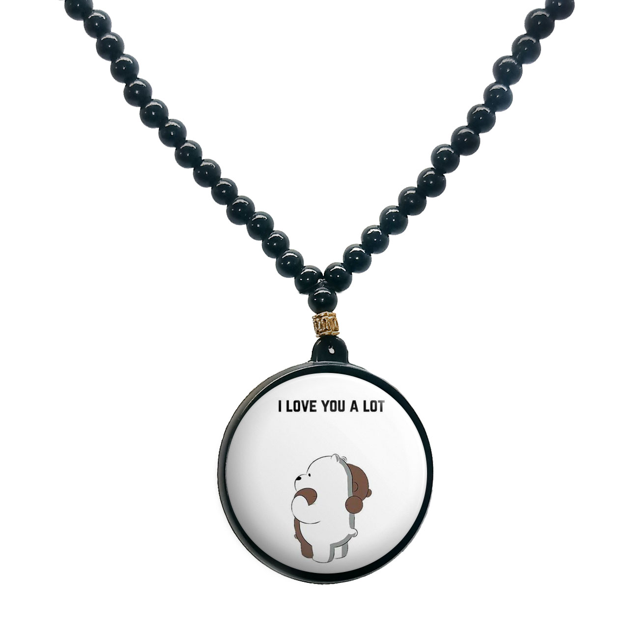 گردنبند پرمانه طرح خرس‌های کله‌ فندقی کد pmd.10234 مدل دو طرفه