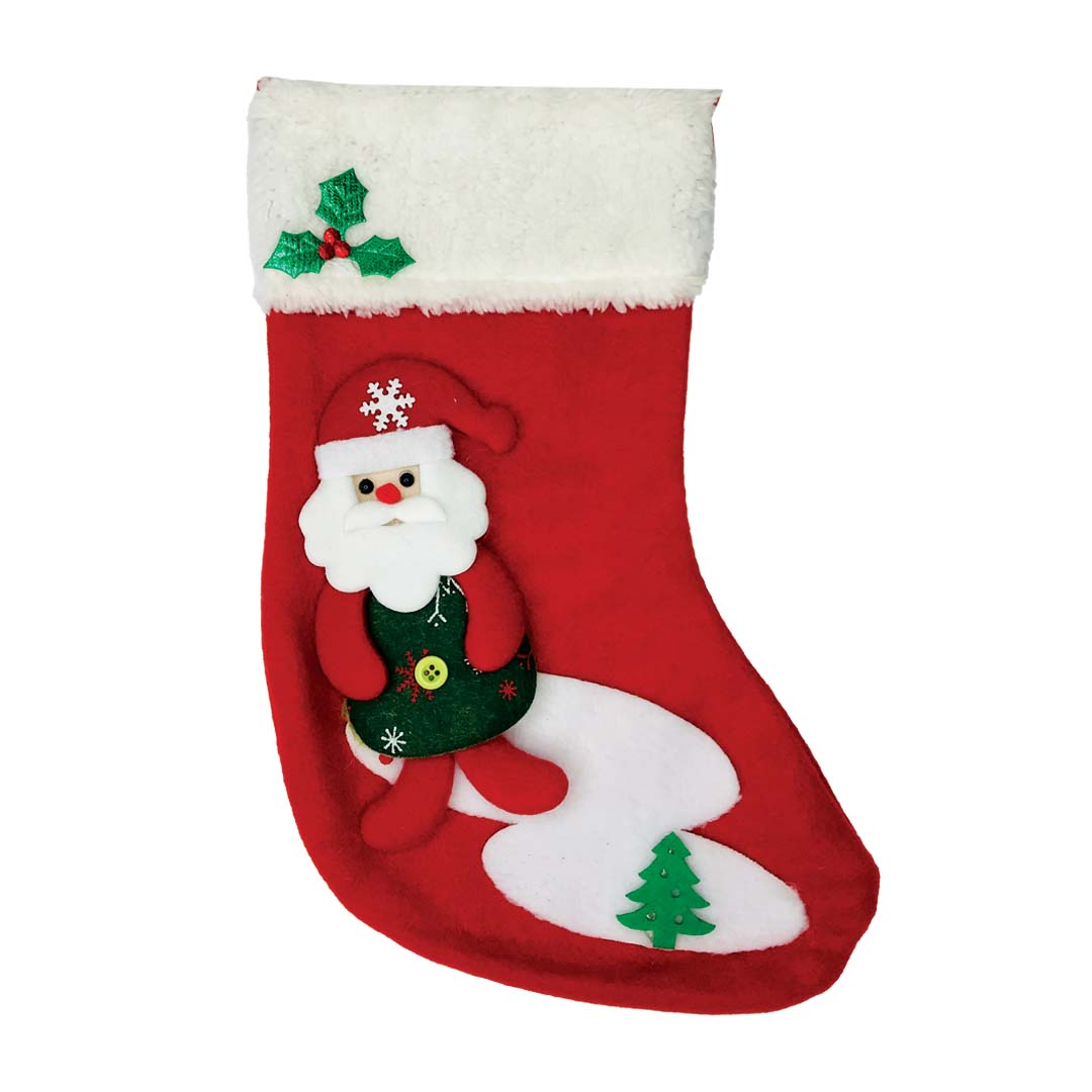 آویز تزیینی مدل جوراب کریسمس طرح بابانوئل  
