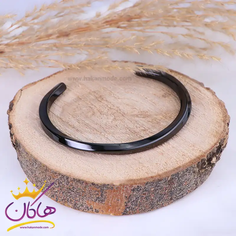 دستبند مردانه بنگل پیچی مشکی st 4347