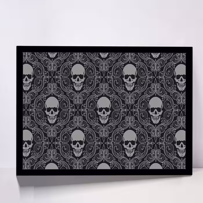 تابلو مدل skull tiles background کد F-17009