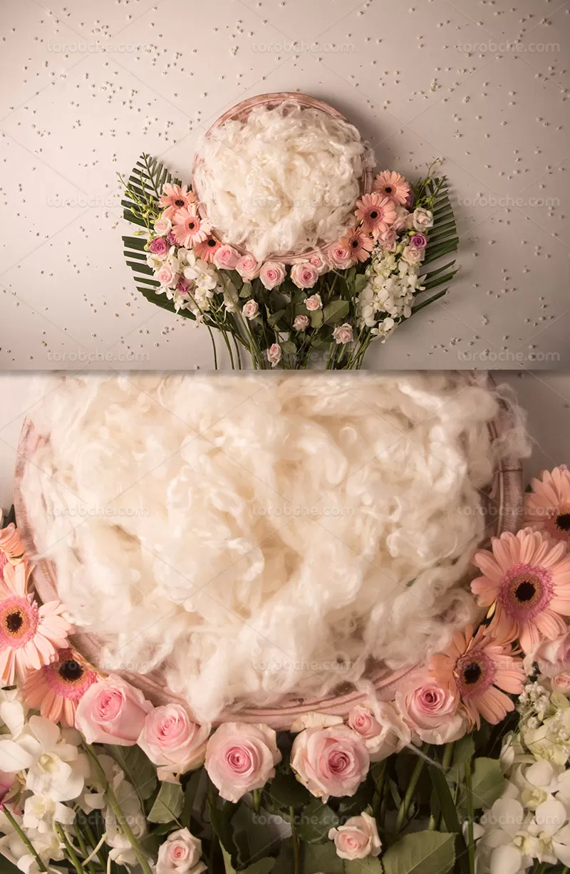 بک دراپ عکاسی نوزاد گل و برگ | گرافیک با طعم تربچه