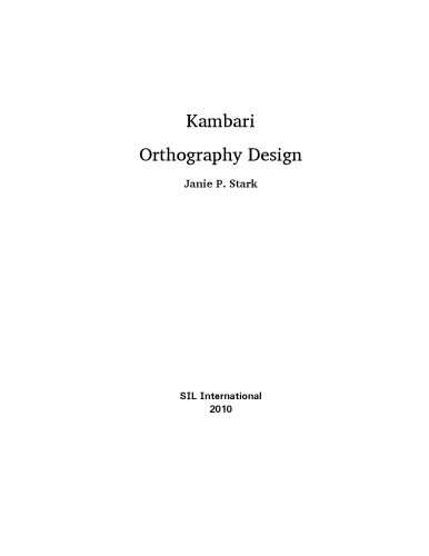 خرید و دانلود نسخه کامل کتاب Kambari Orthography Design