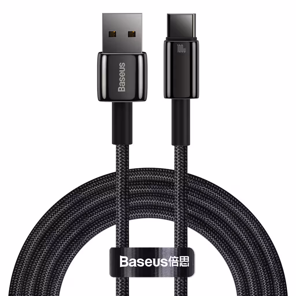 کابل تبدیل USB به USB-C باسئوس مدل Tungsten Gold 100W طول 2 متر