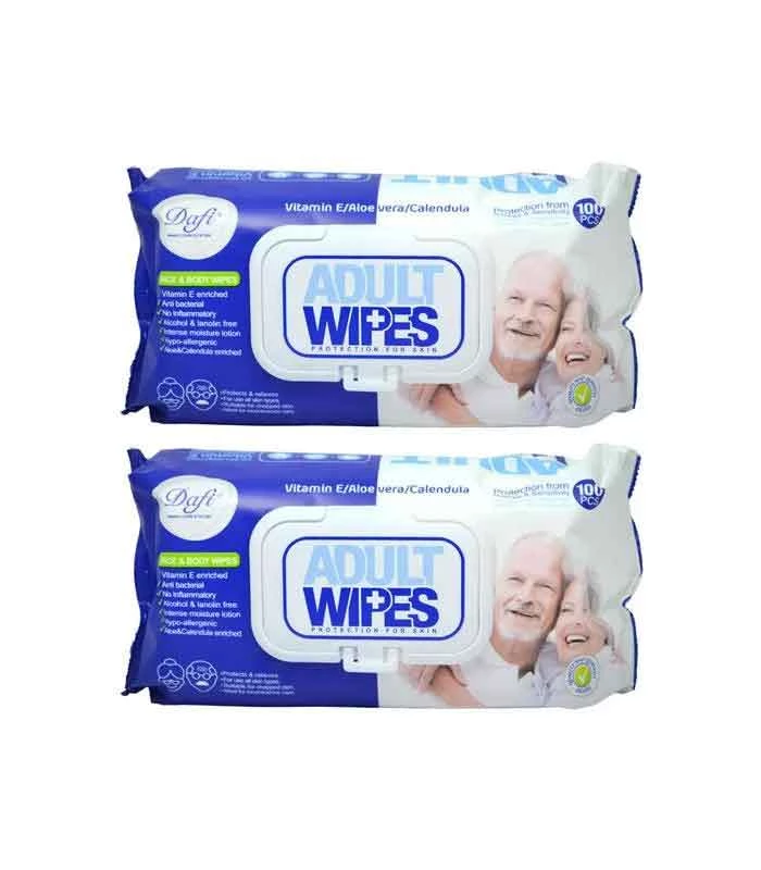 دستمال مرطوب دافی مدل Adult Wipes مجموعه 2 عددی