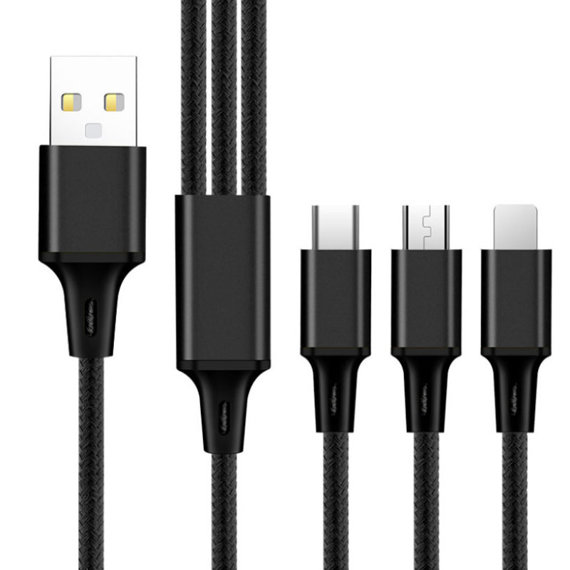 کابل تبدیل USB به microUSB / لایتنینگ / USB-C مدل MIX3 طول 1.2 متر
