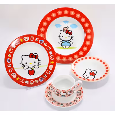 سرویس غذا خوری 5 پارچه کودک چینی زرین ایران سری ایتالیا اف مدل عروسکی