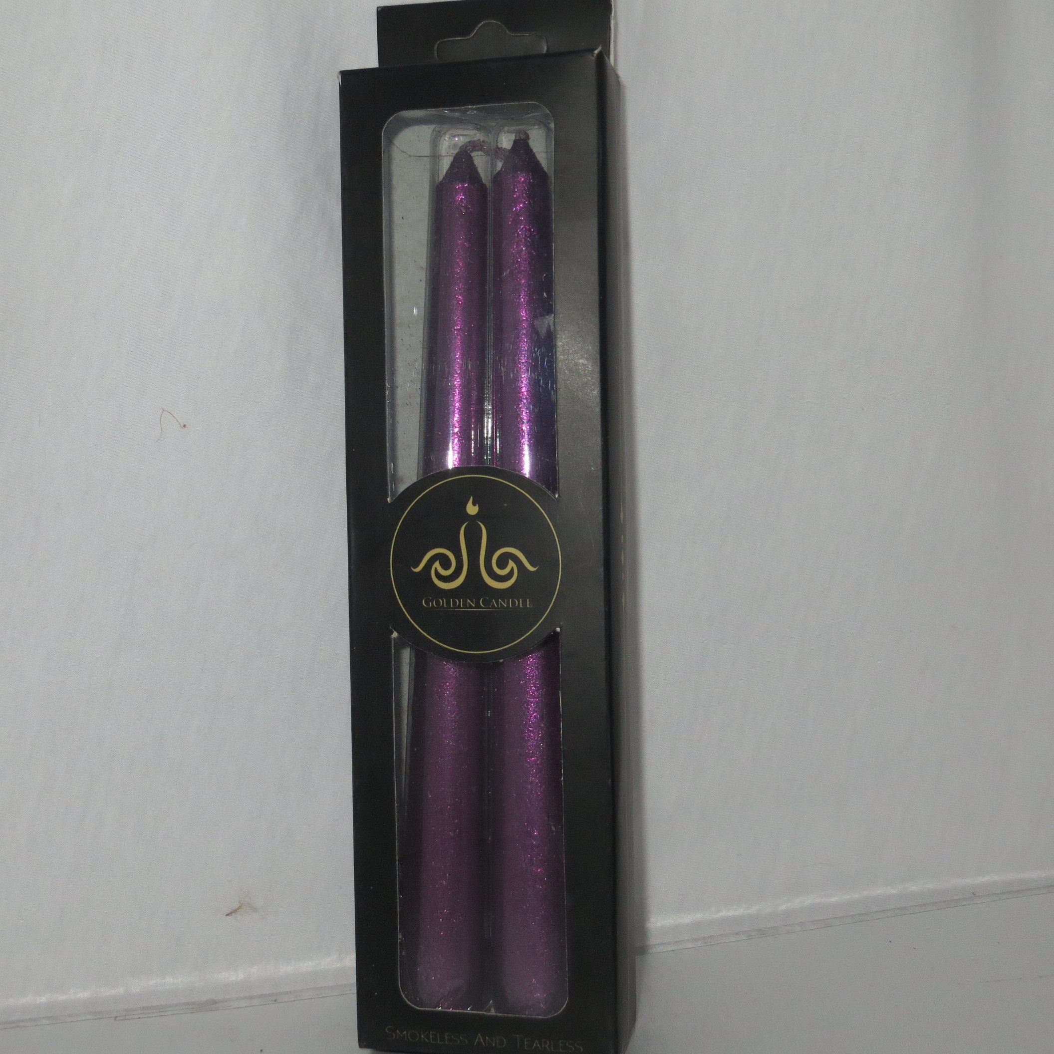 شمع اکلیلی قلمی دو عددی 20 سانت بنفش