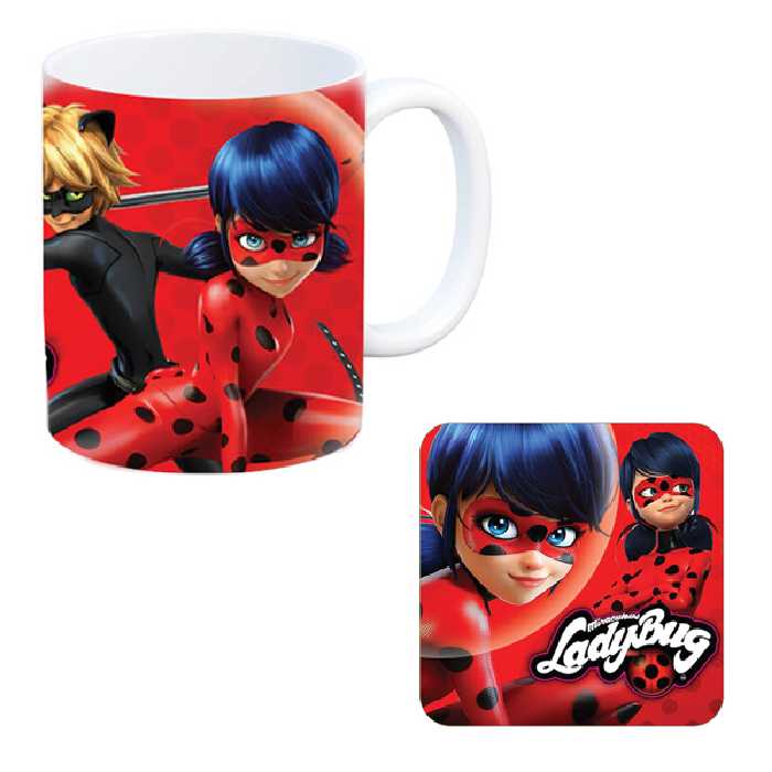 ماگ طرح دختر کفشدوزکی به همراه زیر لیوانی