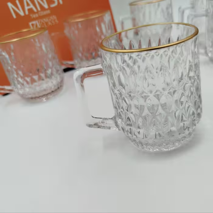 فنجان چای خوری نانسی لب طلا( بلور نشکن) 