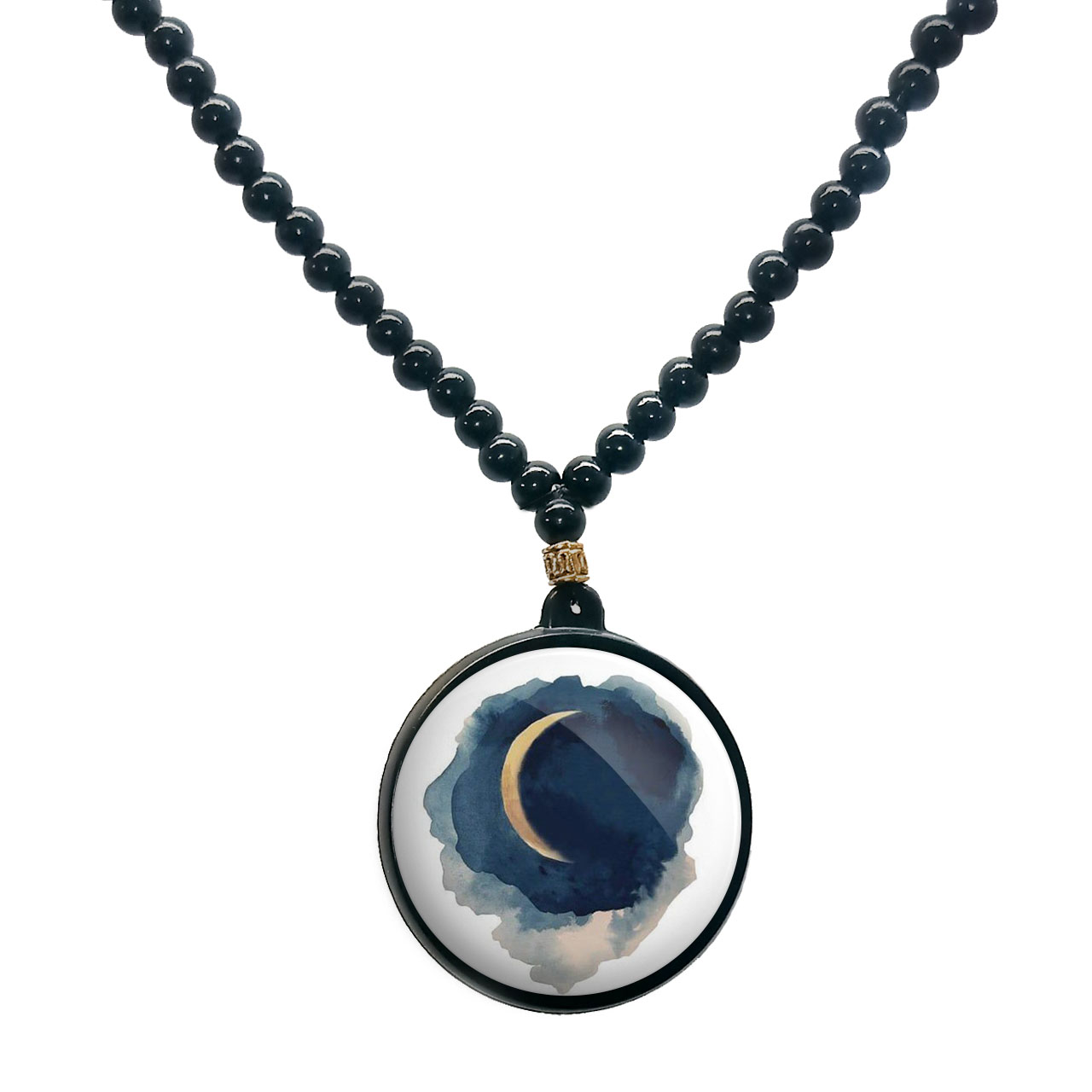 گردنبند پرمانه طرح ماه کد pmd.24673 مدل دو طرفه