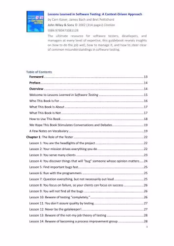 خرید و دانلود نسخه کامل کتاب Lessons Learned in Software Testing: A Context-Driven Approach