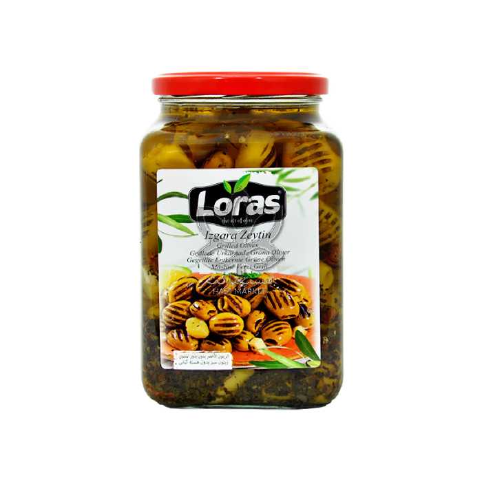 زیتون سبز کبابی بدون هسته 900 گرم لوراس - loras