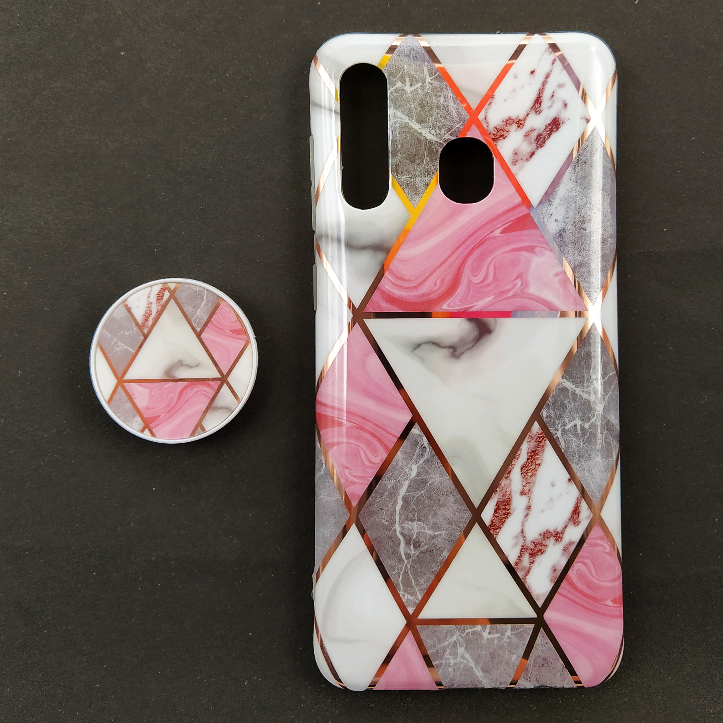 کاور مدل کاشی کد 01 مناسب برای گوشی موبایل سامسونگ Galaxy A20/A30 به همراه پایه نگهدارنده