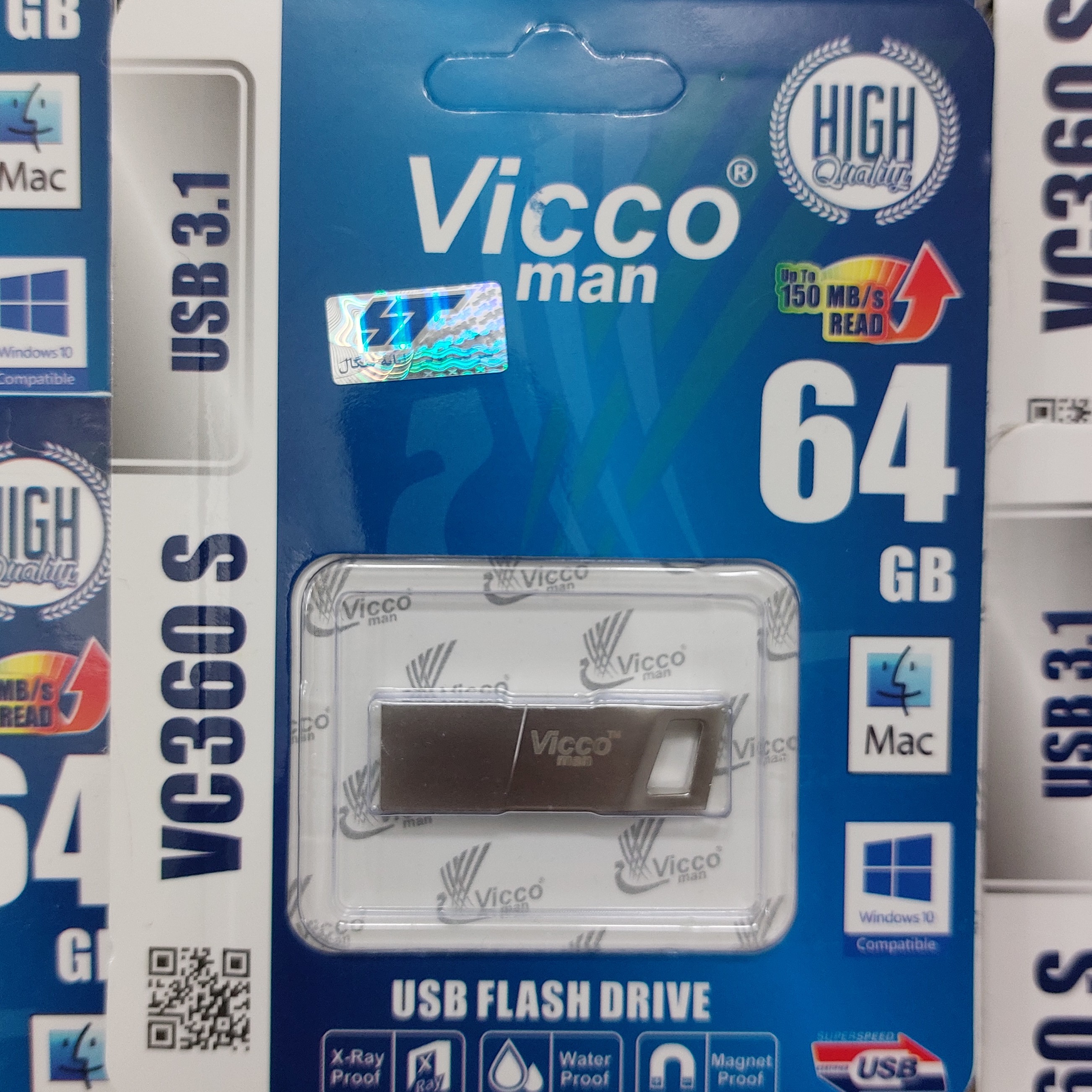 فلش64گیگ ویکومن usb3.0 باگارانتی مادام العمر بدنه فلزی