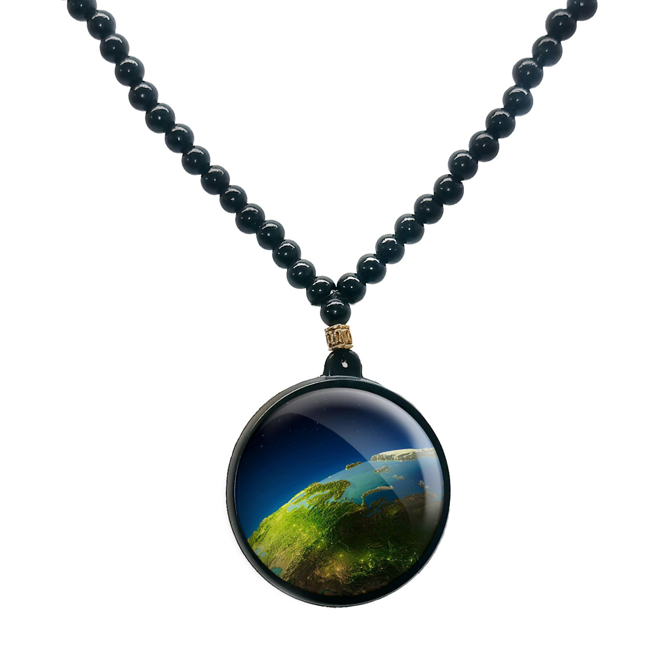 گردنبند پرمانه طرح زمین کد pmd.23493 مدل دو طرفه