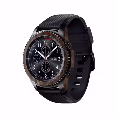 برچسب ماهوت طرح Dark-Walnut-Wood مناسب برای ساعت هوشمند سامسونگ Galaxy Gear S3 Frontier