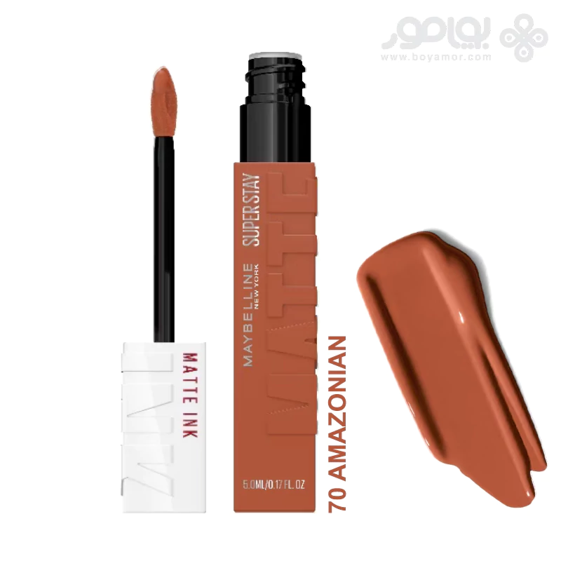 رژ لب مایع مات میبلین سوپر استی مدل MATTE INK شماره 70 رنگ AMAZONIAN