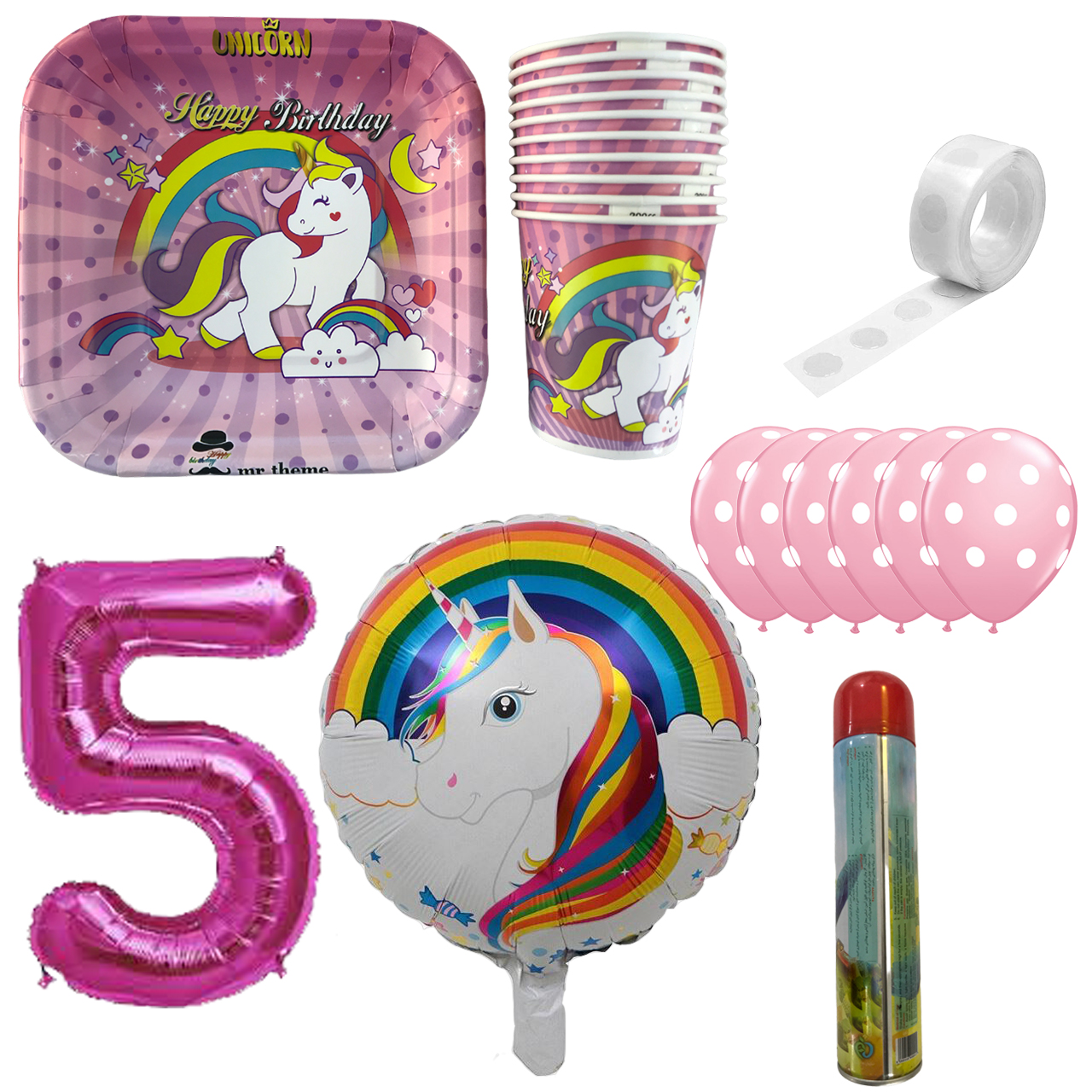 مجموعه 30 عددی تم تولد مسترتم طرح اسب تک شاخ یونیکورن کد 5