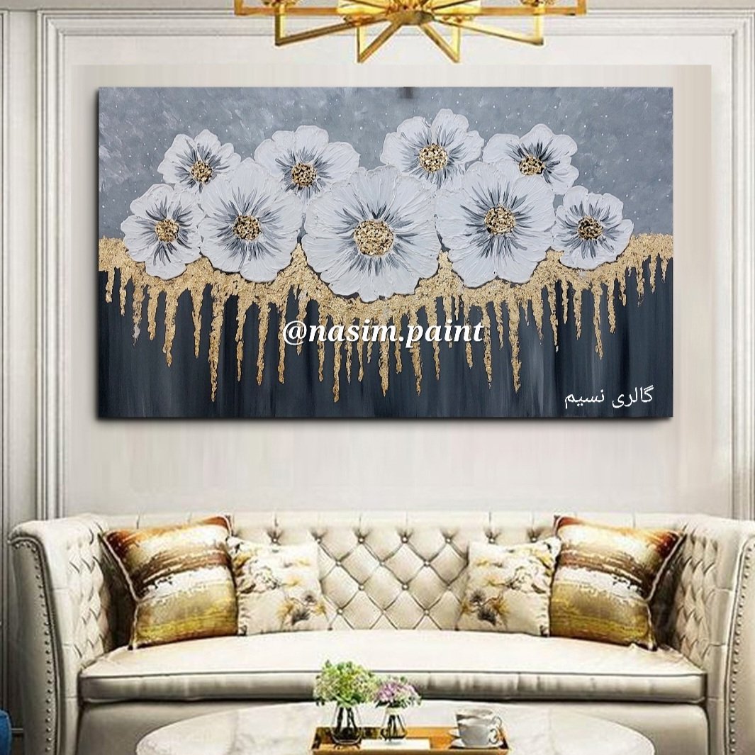 تابلو نقاشی ورق طلا نقش برجسته طرح گل کد 220