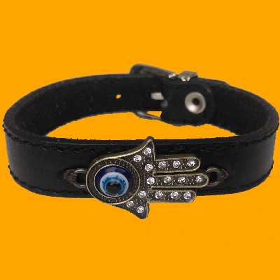 دستبند چرم وارک طرح چشم زخم مدل یونا rb129