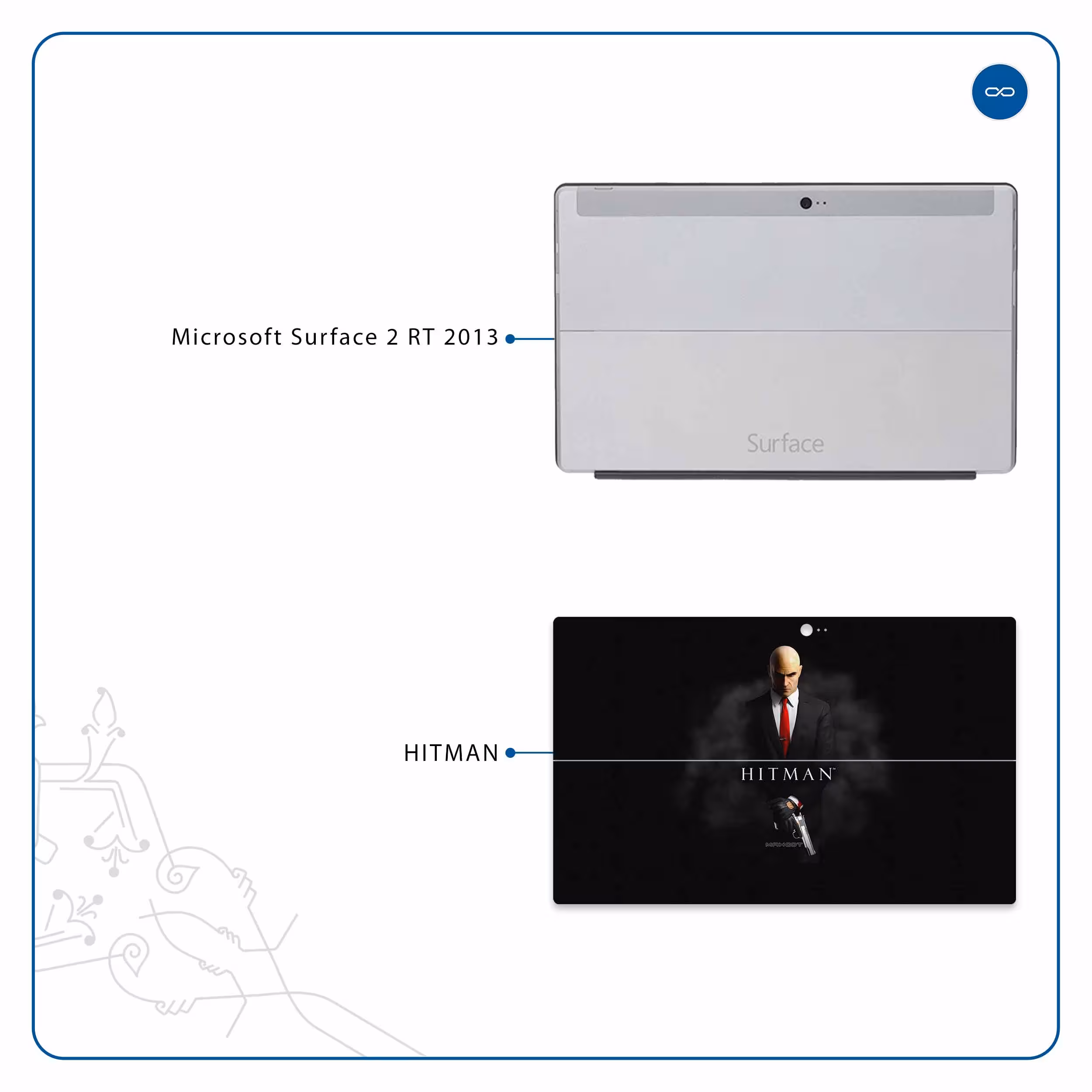 برچسب پوششی ماهوت مدل Hitman-Game مناسب برای تبلت مایکروسافت Surface 2 RT 2013