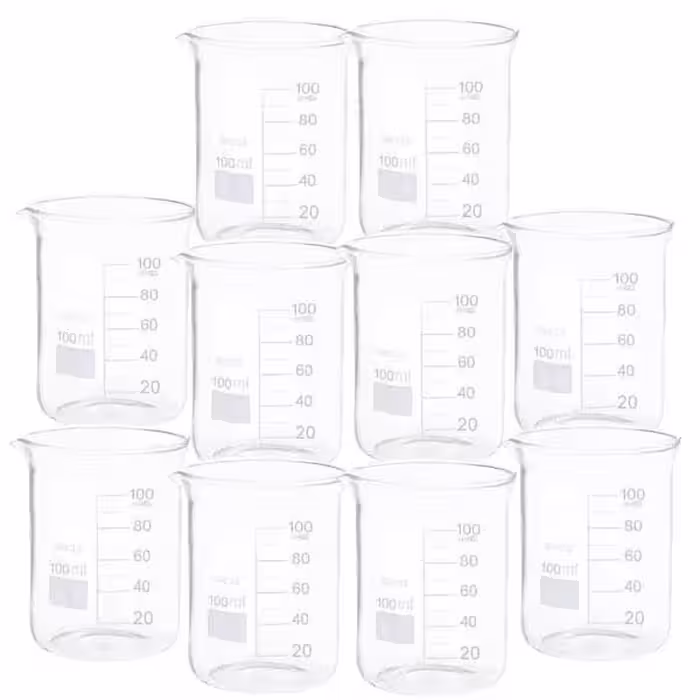 بشر آزمایشگاه مدل beaker ظرفیت 100 میلی لیتر بسته 10 عددی