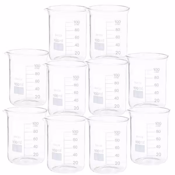 بشر آزمایشگاه مدل beaker ظرفیت 100 میلی لیتر بسته 10 عددی