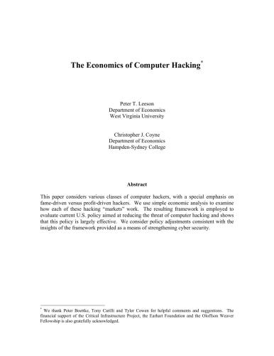 خرید و دانلود نسخه کامل کتاب The Economics of Computer Hacking