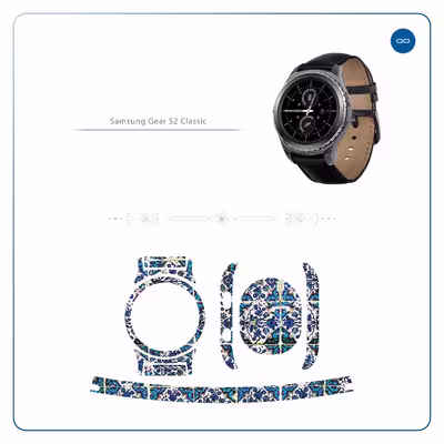 برچسب ماهوت طرح Traditional_Tile مناسب برای ساعت هوشمند سامسونگ Galaxy Gear S2 Classic