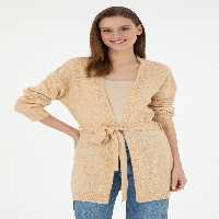 ژاکت زنانه کرم ملانژ یو اس پولو - فروشگاه لباس شهرمون