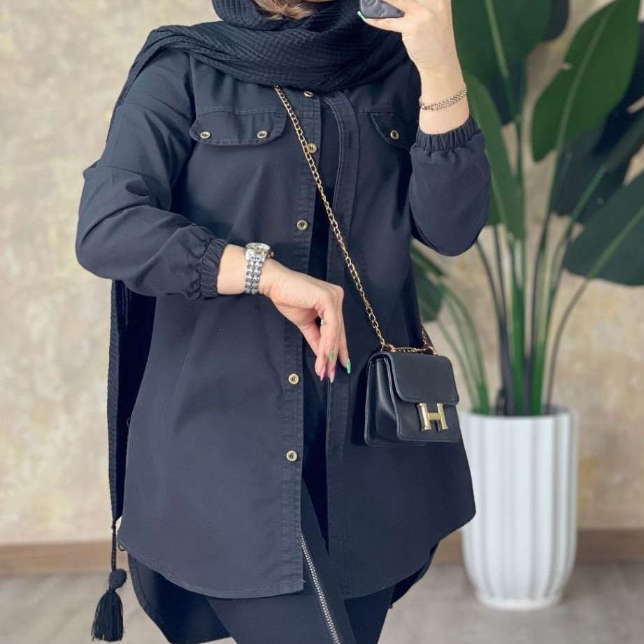 شومیز بغل زیپ دار جنس جین کاغذی