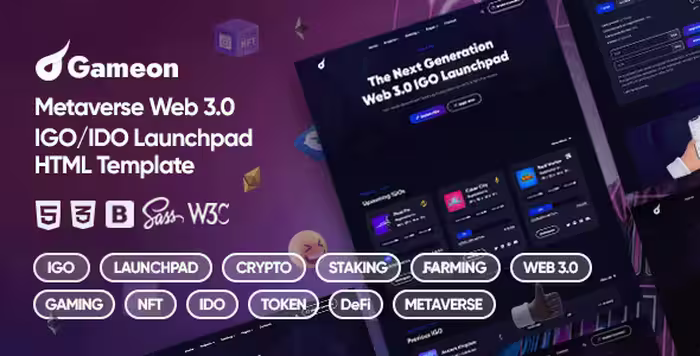 Gameon گیمان قالب HTML متاورس