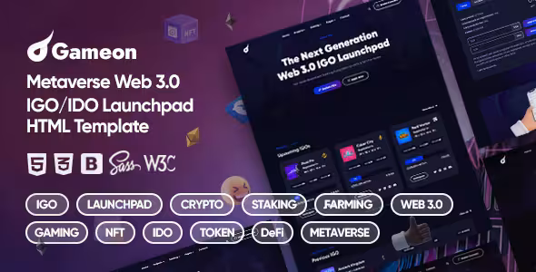 Gameon گیمان قالب HTML متاورس