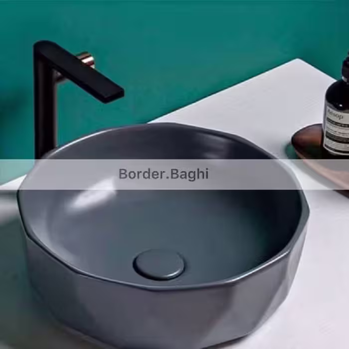 کاسه روشویی  مدل گرد 8ضلعی طوسی مات