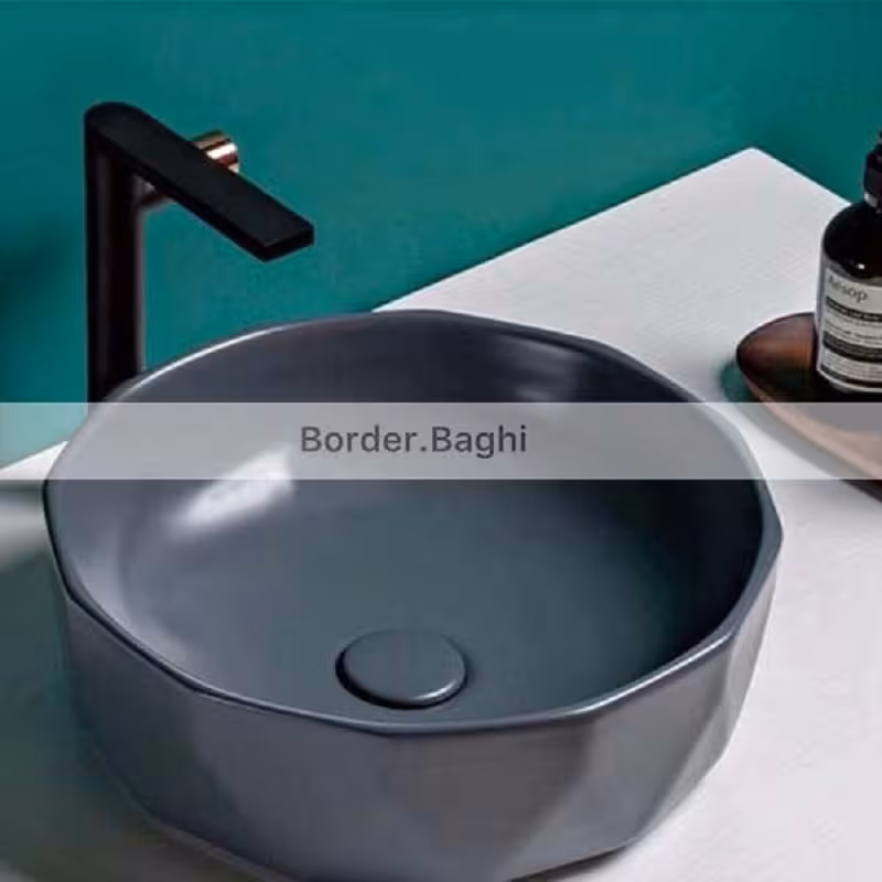کاسه روشویی  مدل گرد 8ضلعی طوسی مات