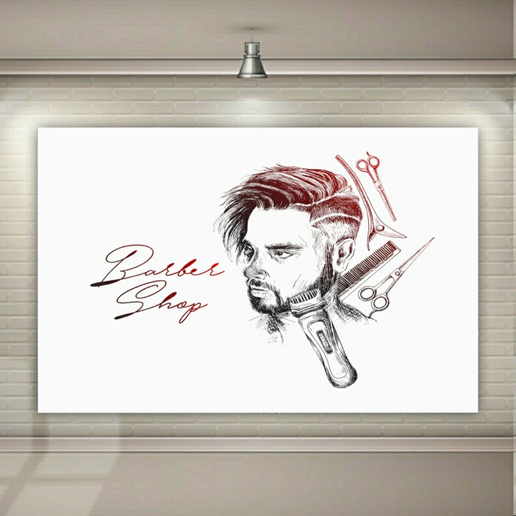 تابلو بوم طرح آرایشگاه مردانه مدل لوازم اصلاح صورت و سر کد SDB2418