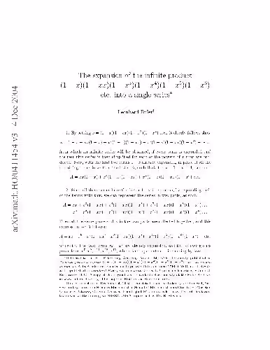 خرید و دانلود نسخه کامل کتاب The expansion of the infinite product into a single series