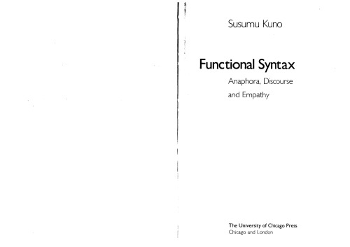 خرید و دانلود نسخه کامل کتاب Functional Syntax: Anaphora, Discourse, and Empathy