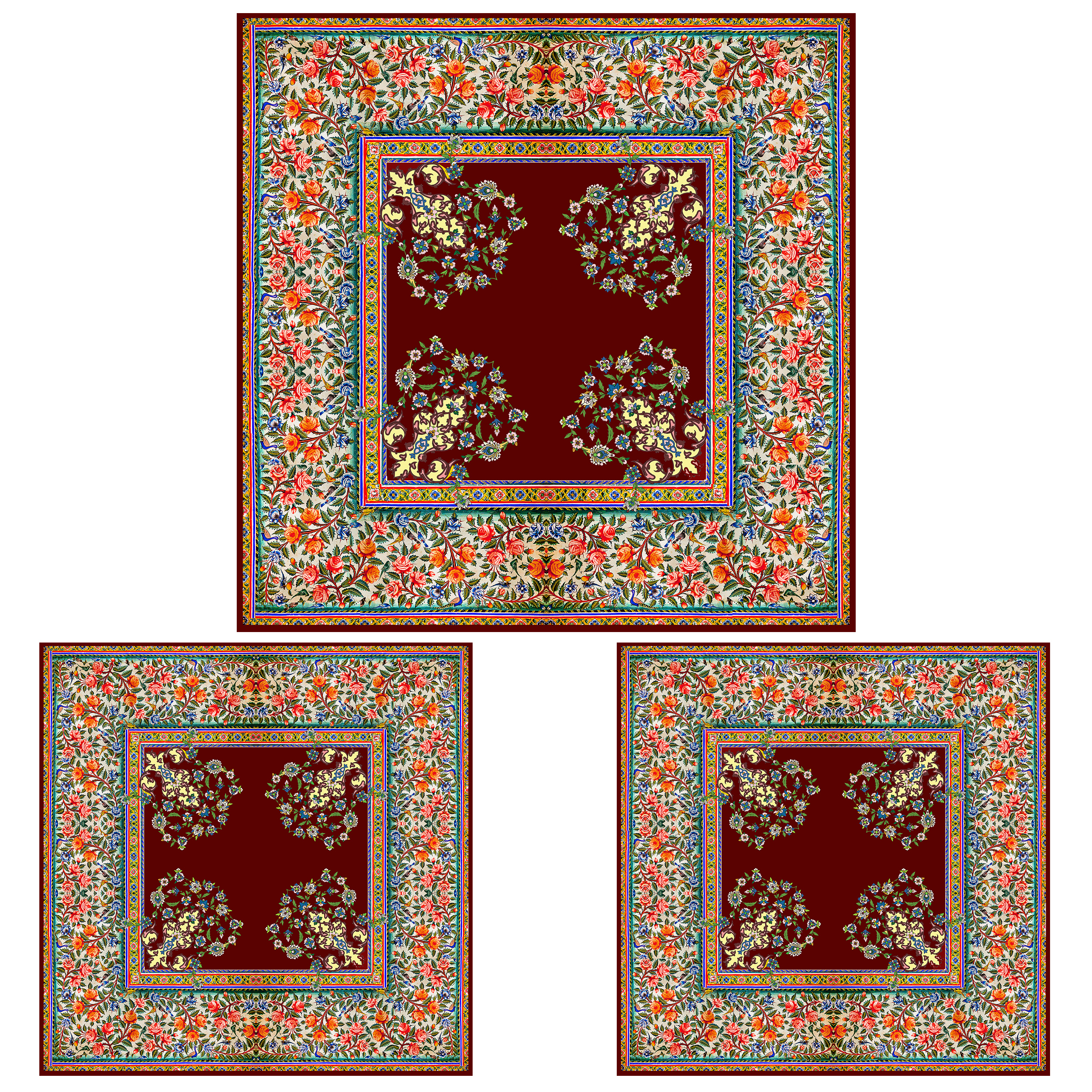 ست رومیزی سه تکه طرح گل ریز کد 9987.3