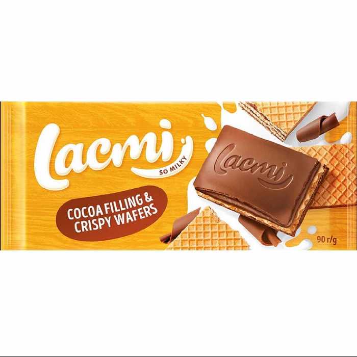 شکلات شیری با کرم شکلاتی و ویفیر کریسپی 90 گرم لاکمی روشن Roshen Lacmi