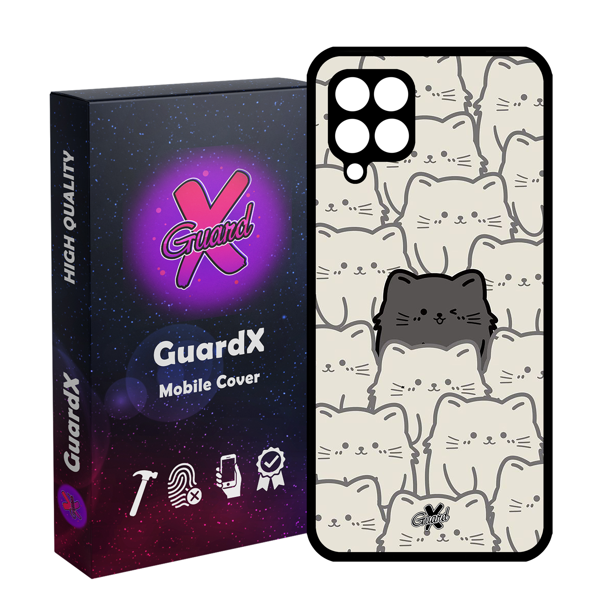 کاور گارد ایکس طرح گربه مدل Glass10545 مناسب برای گوشی موبایل سامسونگ Galaxy A22 4G